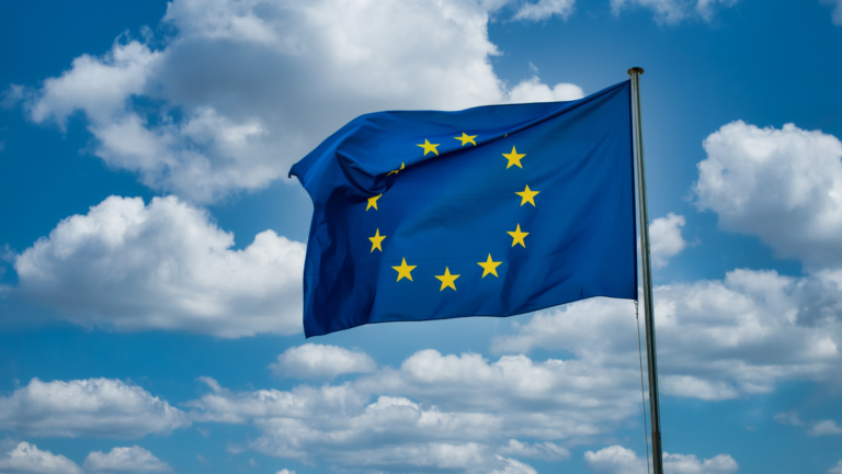 Bandiera dell'UE che richiama il Corpo Europeo di Solidarietà (ESC).